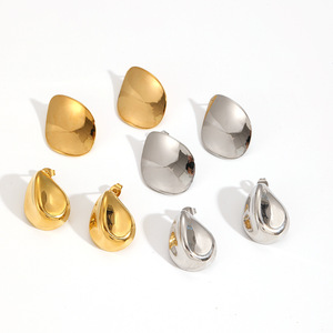 Pendientes geométricos curvos de oro y plata con forma irregular, joyería de moda para fiestas para mujeres - Product Image 3