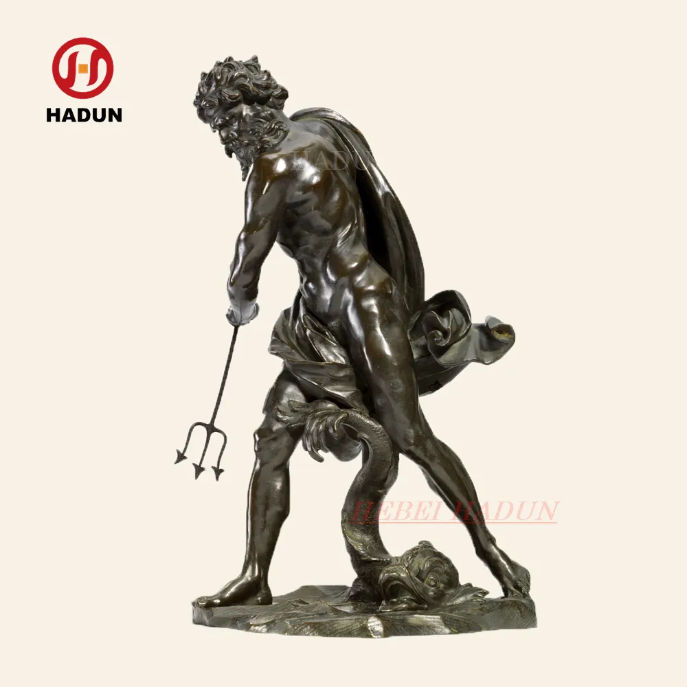 Large Outdoor Decoration Metal Greek God Antique Bronze Poseidon Statue Garden Neptune Copper Sculpture