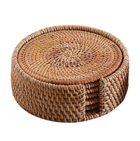 Sous-verre en rotin naturel tissé à la main, écologique, moderne, multi-tailles, isolant thermique, pour table, café, thé, commande minimum 2