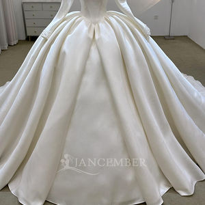 Vestido de Novia de Lujo Personalizado con Cola Catedral de Satén, Modelo Lsjj41 Jancember - Product Image 3