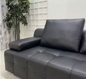 Modern Brown Leather Sectional <b>Sofa</b> Large Deep Seat Functional Reclining Couch Tufted 3 Seater <b>Sofa</b> <b>for</b> High-End Home Theater - Product Image 3
