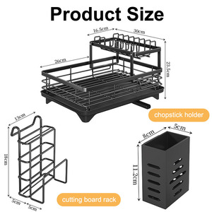 Égouttoir à vaisselle multifonctionnel en acier au carbone <span class=keywords><strong>pour</strong></span> comptoir de cuisine avec porte-ustensiles <span class=keywords><strong>pour</strong></span> le <span class=keywords><strong>rangement</strong></span> des assiettes, bols et <span class=keywords><strong>couverts</strong></span> - Product Image 2