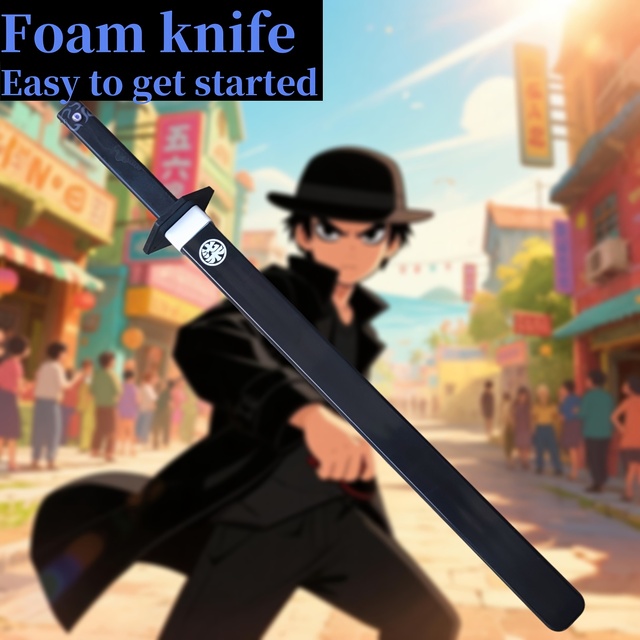 Black PU Foam Anime Toy Sword Sheath Lightweight Durable Safety Cosplay Prop Halloween Costume Party Katana Shaped Blade