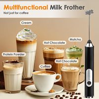 Mousseur à lait électrique USB 2-en-1 rechargeable, batteur mélangeur pour café, latte, cappuccino, matcha, chocolat chaud, œufs
