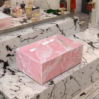 IDAO Moderne Chevet/Table De Nuit Rose Marbre Table Plinthe Base Pilier Pierre Naturelle Étanche pour Table Basse Table De Nuit
