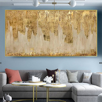 Moderne Grande Feuille D'or Spectaculaire Glorieux Grande taille pure Toile Peinte À La Main oeuvre moderne art mural peintures à l'huile abstraites