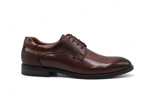 Chaussures Derby classiques marron pour hommes, en cuir lisse poli, à lacets, talon bas, pour affaires, mariage, bureau - Product Image 6