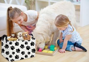 Dog Storage Basket Dog Paw Toy Bin Cute Toy Storage Basket Organizer <b>Box</b> Kids <b>Gift</b> Basket <b>Empty</b> Rectangular Room Decor <b>for</b> Home - Product Image 2
