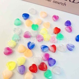 ลูกปัดอะคริลิครูปหัวใจ 9 มม. คละสี สำหรับทำสร้อยข้อมือ ยี่หวู โอริจิน FYSSYZ - Product Image 3
