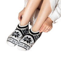 Chaussons-chaussettes pour femme 2026, doux et chauds, en sherpa, pour intérieur et neige, motif flocon de neige