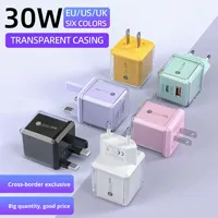 Chargeur rapide OEM 30W/45W Macaron, adaptateur de charge rapide double port USB-A + Type C, QC3.0 PD, chargeur mural pour téléphone portable, adaptateur rapide