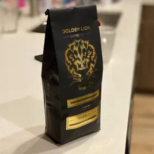 AT PACK New Arrivals Hot Stamp Gold Black 12 oz coffee bags With Tin Tie Coffee Packages Flat Bottom Coffee Bean Packaging Bags