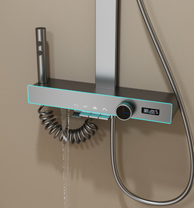 <span class=keywords><strong>TIKTOK</strong></span> Sistema de ducha de cascada de latón blanco con pantalla tipo teclado de piano, montado en la pared, grifo para baño y bañera - Product Image 6