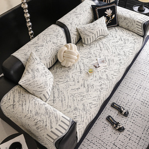 Ice Silk <b>Sofa</b> Cushion <b>Cover</b> 145-185Cm Printed Non Slip Summer Cooling Pad Type Seat Protector <b>For</b> Living Room - Product Image 1
