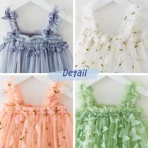 Abiti per Bambine all'Ingrosso, Vestiti in Tulle con Ricamo e Applicazioni a <span class=keywords><strong>Farfalla</strong></span>, Abito Principessa con Spalline Sottili per Bambine - Product Image 4
