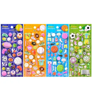 Custom Promotion waterproof sport Football 3D PU Foam Self Adhesive Puffy Sticker For Kids