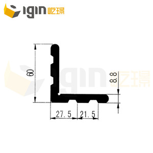 Profilé en aluminium Igin Angle 8.8H*60mm 13.2H*60mm Poli 6063T5 Usage industriel et civil - Product Image 4