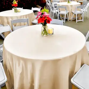 180cm/72inch Diameter Factory Hot Selling Champagne Satin Round Tablecloth