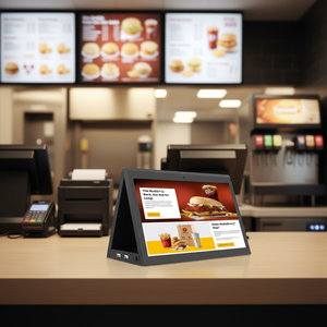 แท็บเล็ตพีซีหน้าจอสัมผัสสองด้านแบบตั้งโต๊ะ เคาน์เตอร์ชำระเงิน POS แท็บเล็ตพีซีสำหรับสั่งอาหารสำหรับธนาคาร/ร้านอาหาร - Product Image 1