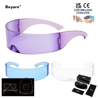 Lunettes de soleil unisexes Boyarn Shield noires, futuristes, coupe-vent, visière, pour hommes et femmes, protection UV400, lunettes de soleil tendance