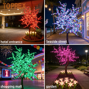 Arbre de <span class=keywords><strong>cerisier</strong></span> artificiel LED rouge incurvé de 2,5 m, décoration de Noël et de mariage en plein air, vente en gros, CE ROHS - Product Image 2