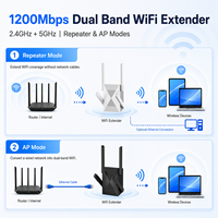 1200Mbps WiFi Extender WiFi Repeater Dual Band 5GHz 2.4GHz Penguat Sinyal Nirkabel dengan 4 Antena WPS AP Mode LAN Port