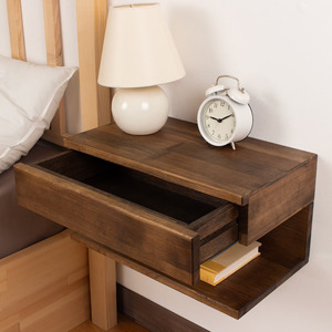 <b>Rustic</b> Multipurpose Wooden Floating Nightstand Wall Mounted Bedside Storage <b>Shelves</b> with Drawer for Home School Hospital Use - Product Image 2