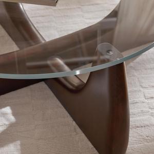 <span class=keywords><strong>Table</strong></span> Basse Moderne Scandinave en Bois Massif et Verre, <span class=keywords><strong>Ronde</strong></span>, Design Artistique pour <span class=keywords><strong>Salon</strong></span> - Product Image 5