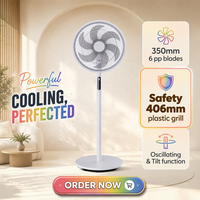 Kipas Angin DC 16 Inci 2-in-1, Kipas Lantai & Meja Hemat Energi dengan Remote Control, Mode Alami & Tidur