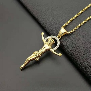 Hot Selling Crystal 18K Gold Plated Jesus Pendant Stainless Steel <b>Cross</b> Box <b>Chain</b> Religious Necklace Women Men Anniversary Gift - Product Image 2