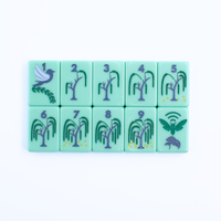 Ensemble de Mahjong Américain de Luxe Moderne Thème Sud, 160 Tuiles Vert Menthe en Acrylique, Portable, avec Motifs de Points de Thé Sucré et Motifs de Fissures de Chaise à Bascule, Cadeau