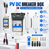 Penutup Transparan Solar DC Breaker 32A 1000V IP65 Tahan Air MCB dengan Kabel Gland MC4 Male Female Pre-wired