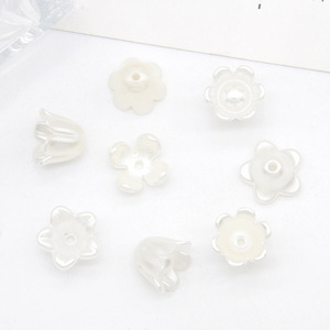 Cuentas de flores de plástico con orificios rectos para la fabricación de joyas, forma de trompeta de 4 pétalos, resina acrílica, material de accesorios para bricolaje - Product Image 4