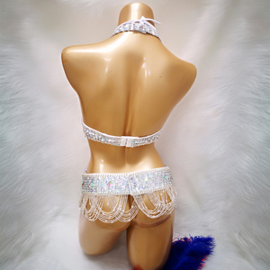 Offre Spéciale femmes perlé cristal danse du ventre Costume porter soutien-gorge + ceinture + collier 3pc ensemble Sexy danse du ventre Costumes vêtements - Product Image 2