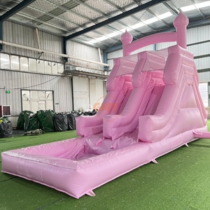 Castillo Inflable Pastel <span class=keywords><strong>con</strong></span> Tobogán, Castillo Inflable Princesa <span class=keywords><strong>Rosa</strong></span> para Niñas, Tobogán Doble <span class=keywords><strong>con</strong></span> Deslizamiento en Seco/Húmedo, Hpfburg - Product Image 1