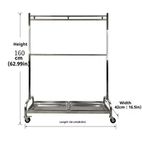 Chariot de séchage et de suspension de viande de canard rôti en acier inoxydable 304 à 2 niveaux avec plateau à graisse et roulettes, équipement de cuisine commercial, vente en gros d'usine