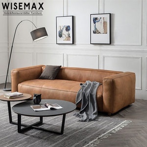 WISEMAX mobili nordeuropea di bolina in pelle stile industriale stile retrò americano soggiorno color cammello divano in pelle art - Product Image 1