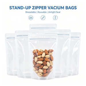 Clear Stand Up Zipper <b>Vacuum</b> <b>Bags</b> Resealable Reusable Airtight Packaging Pouch for Nuts Candy Food - Product Image 1