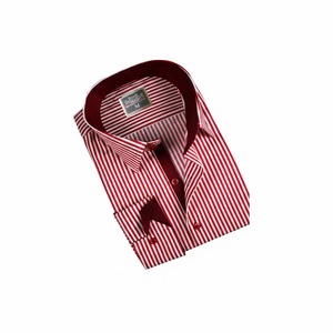 Rouge et blanc chemises d'été hommes à manches longues en flanelle pour adultes chemises 100% coton couleur unie articles en stock 48 BC1982 - Product Image 2