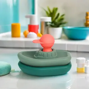 Novo Design livre BPA Eco amigável educacional Silicone barco bebê banho brinquedos para crianças