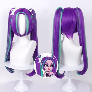 Venta al por mayor de pelucas sintéticas de 80 cm de largo de la <span class=keywords><strong>serie</strong></span> Siren para <span class=keywords><strong>cosplay</strong></span> de <span class=keywords><strong>anime</strong></span>, Adagio, Dazzle, Sonata, Dusk, Aria, Blaze, para fiestas de Halloween, pelucas de cola de caballo. - Product Image 4