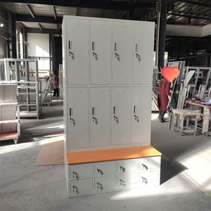 Armoire métallique Luoyang avec 6, 8 ou 9 portes, longue banquette et casier à chaussures en acier avec siège - Product Image 1