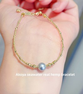 Offre Spéciale fin 18k or Akoya gris perle 7-8mm <span class=keywords><strong>Madama</strong></span> eau de mer perle Bracelet bijoux pour femmes - Product Image 4