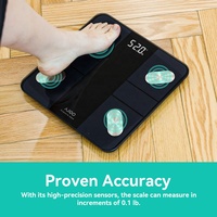 Báscula Digital con Retroiluminación LCD Certificada por CE ROHS para Baño, Báscula de Fitness con Capacidad de 180 kg, Modo Bebé, Sensor de Grasa Corporal Inteligente con Aplicación