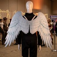 Ailes d'ange réutilisables légères aspect plume blanche, accessoire de costume pour Halloween, cosplay, carnaval, fête