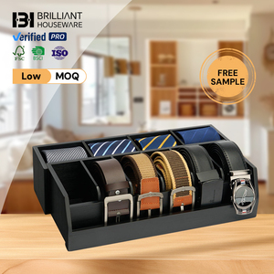 BH Wooden Belt Organizer <strong>Box</strong> 10 Compartment Belt and <strong>Tie</strong> <strong>Storage</strong> for Men Women - Product Image 1