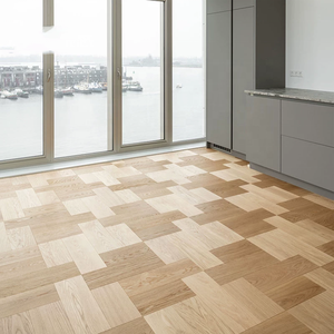 Plancher en bois d'ingénierie multicouche à chevrons larges, chêne blanc européen, motif incrusté, planchers en bois massif - Product Image 6