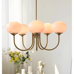 Vintage Bauhaus Pink Chandelier 5 Head Round E27 <b>LED</b> <b>Light</b> For Living Room Bedroom French Style - Product Image 2