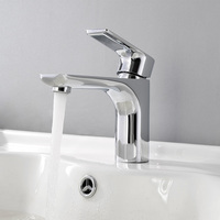 Robinet de lavabo de salle de bain en chrome poli, en laiton massif, à levier unique, à monter sur le plan, mitigeur d'évier eau chaude et froide