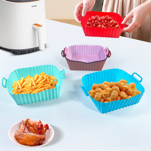 Compatible Food Grade <b>Square</b> Air Fryer Silicone Plate with Two Handles - Product Image 1